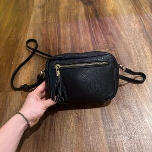 Florentine Black Leather Cross Body